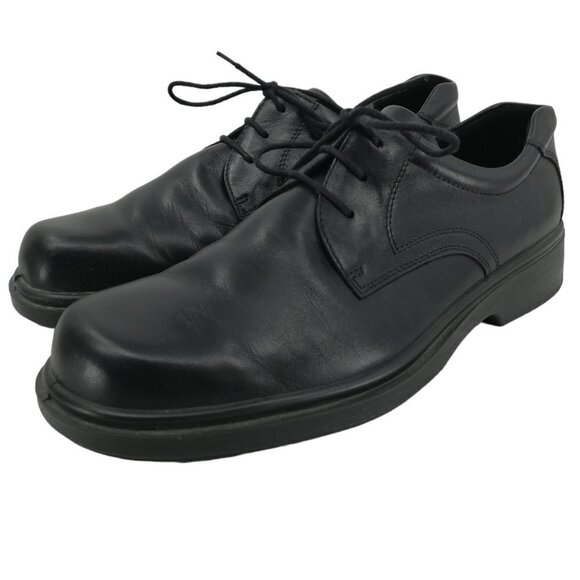 Ecco Black Lace Up Leather Oxford Shoes Size 44 US 10 10.5 Classic Shock Point - Picture 4 of 11